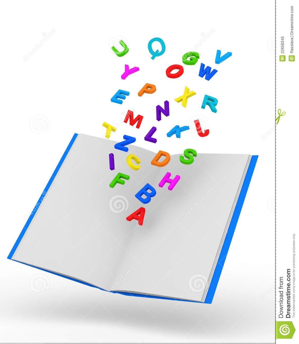 Stock Images Of   Open Book With Colorful Letters On White Backgroun