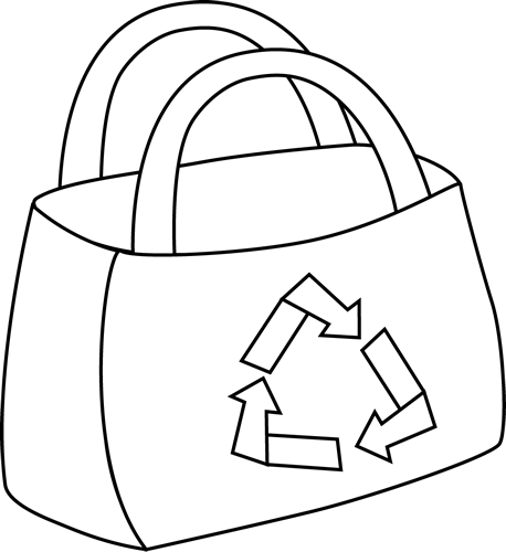 Black And White Eco Friendly Shopping Bag Clip Art   Black And White