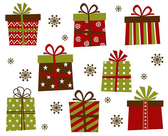 Christmas Gift Boxes Clip Art Xmas Giftboxes Clipart Instant