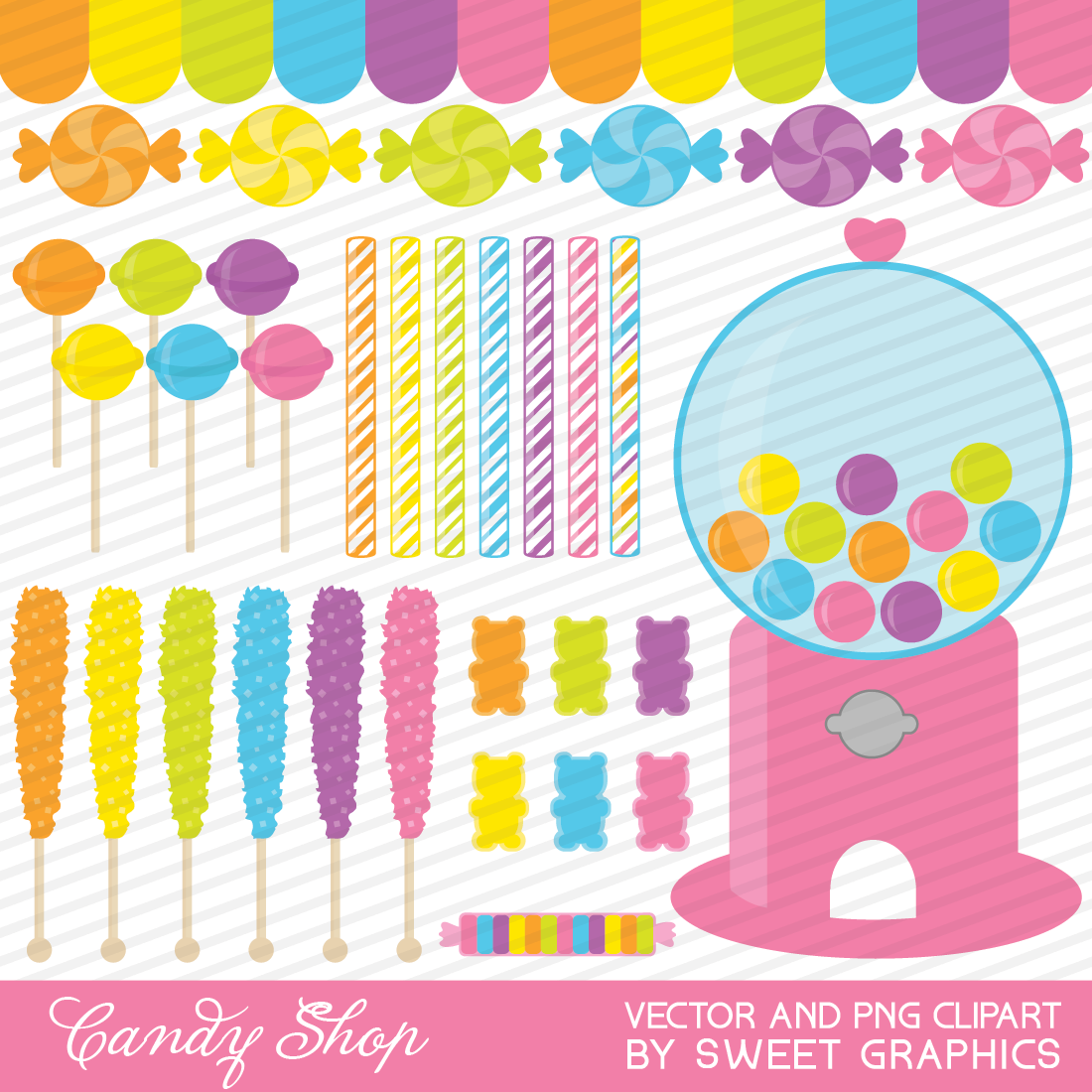 Candy Shop Clipart Set   Png And Vector Files   Commercial Use