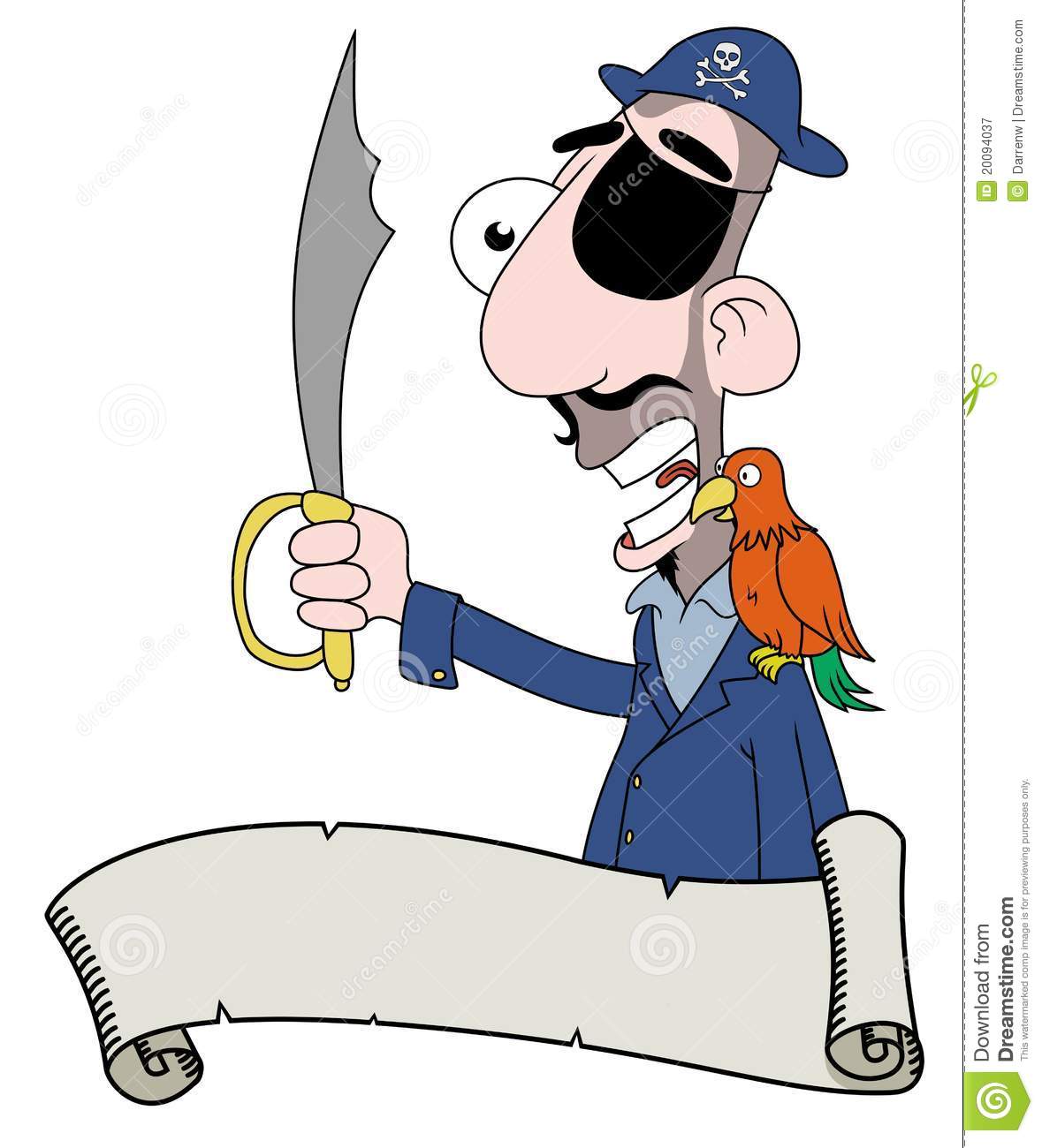 Cartoon Illustration Of A Pirate Behind Scroll Clipart