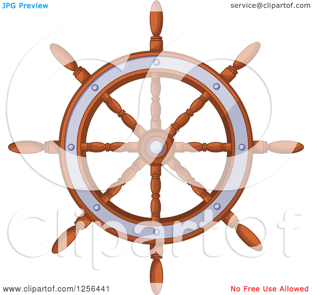 Clipart Of A Wooden Ships Helm   Royalty Free Vector Illustration By