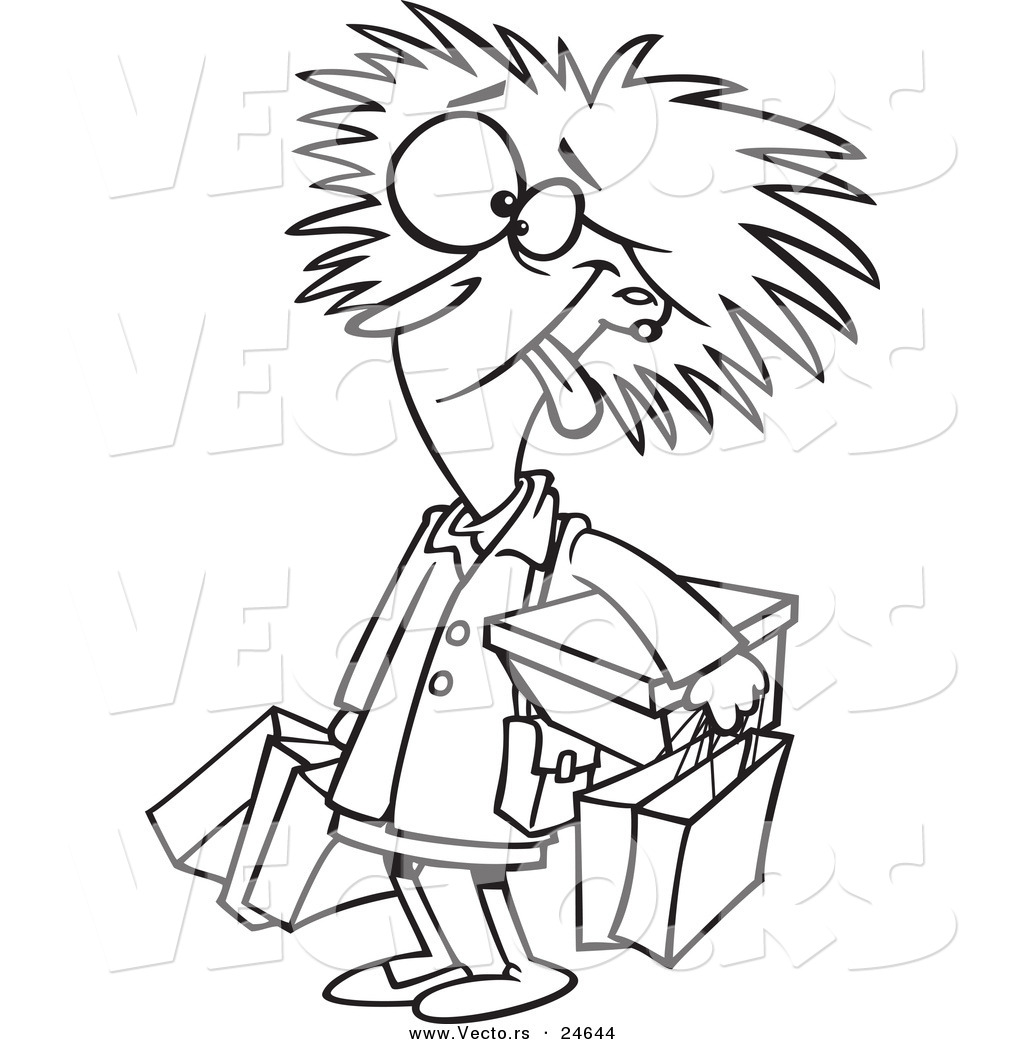 Preview  Vector Of A Cartoon Frazzled Black Friday Shopper Woman