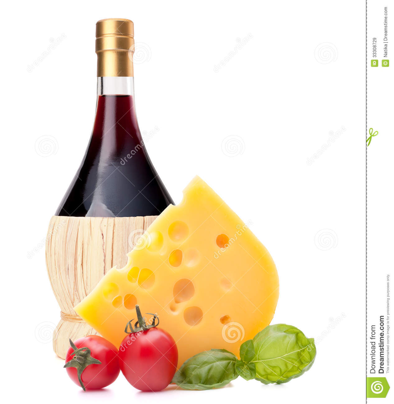 Red Wine Bottle Cheese And Tomato Still Life Royalty Free Stock