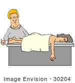 30204 Clip Art Graphic Of A Blond White Masseuse Woman Preparing To