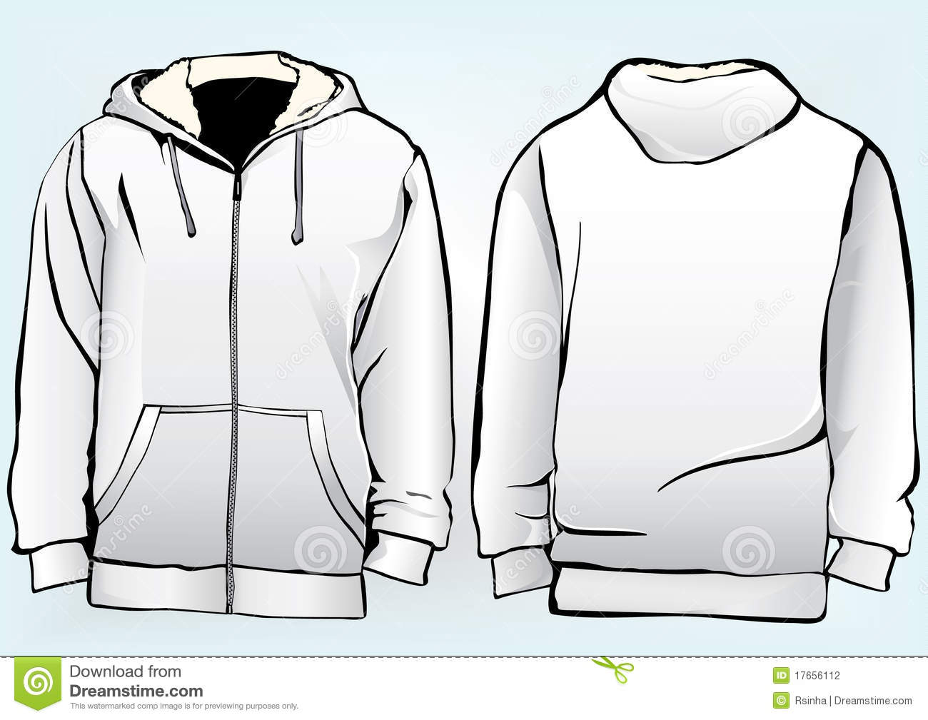 Jacket Or Sweatshirt Template With Zipper In White 