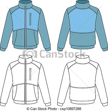 Outline Sports Jacket Vector Illustration Isolated On White Background