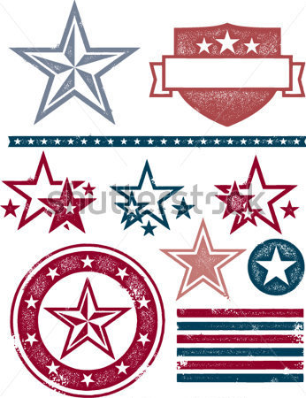 Vintage Patriotic Stars And Stripes Design Elements