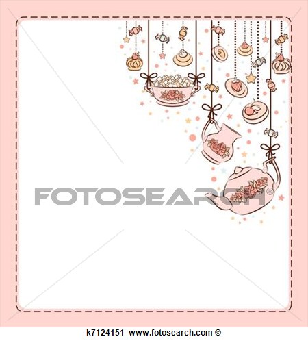 Clipart Of Vintage Tea Set And Sweet Cakes  K7124151   Search Clip Art