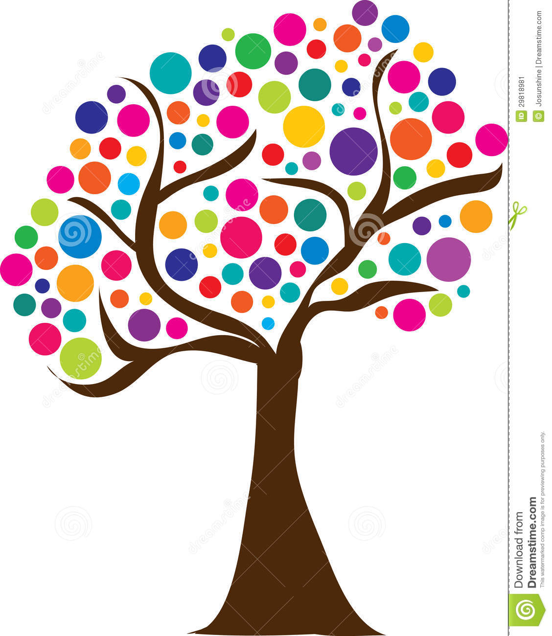 Cute Spring Tree With Colorful Balls Logo Or Clipart Or Easter Egg