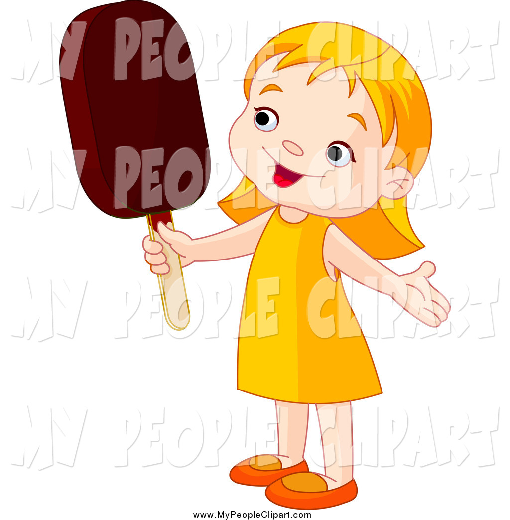 Clip Art Of A Cute White Toddler Girl Holding An Ice Pop By Pushkin
