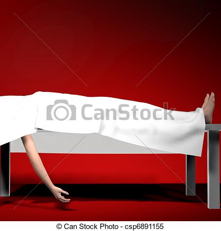 Sheet On Autopsy Table Feet And One Arm    Csp6891155   Search Clipart    