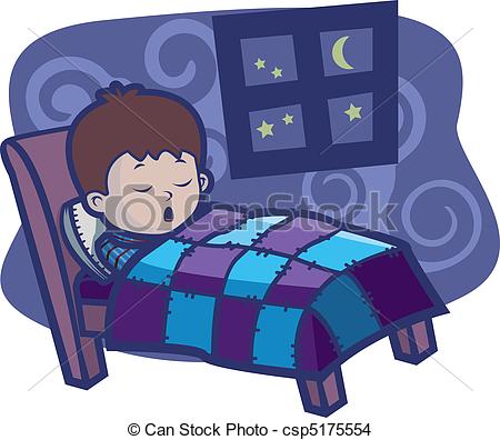 Eps Vector Of Boy Sleeping   A Cartoon Boy Sleeping In A Bed