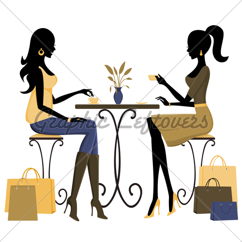 Two Young Fashionable Women Having Coffee After