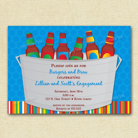 Bucket Of Beer Couples Shower Invite   Printable Invitation Design By