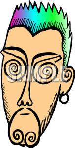 Clipart Image Of A Punk Man With Rainbow Hair And An Earring