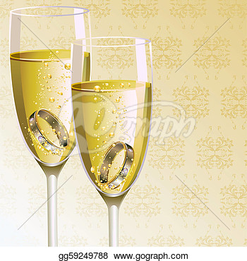 Eps Vector   Engagement Ring With Champagne Glass  Stock Clipart