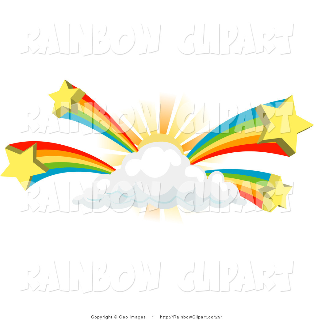 Rainbow With Clouds Outline