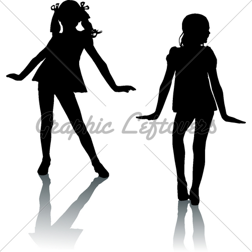 Silhouette Fashion Children   Gl Stock Images