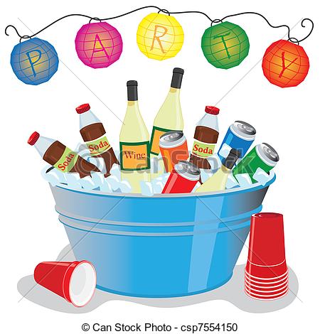 Vector Clipart Of Ice Bucket Party Invitation   Beer Wine And Soda In