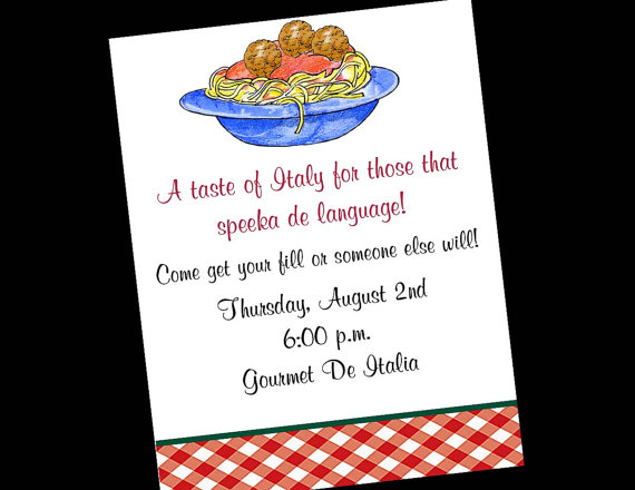 10 Italian Spaghetti Dinner Birthday Party Invitations Or Printable