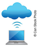 Modern Laptop Send Files To Cloud Server Illustration Design