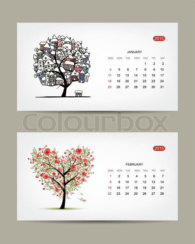 Stock Vector Of  Vector Calendar 2015 January And February Months