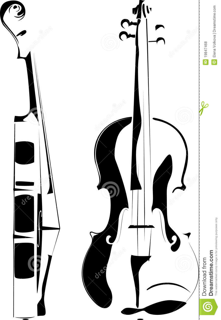 Violin Clipart Black And White Violin Contour White Black Background