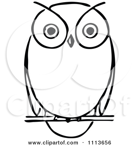 Clipart Vintage Black And White Owl   Royalty Free Vector Illustration