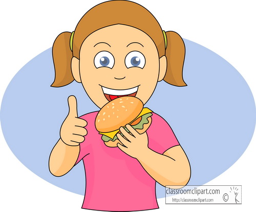 Fast Food Clipart   Girl Eating Hamburger   Classroom Clipart