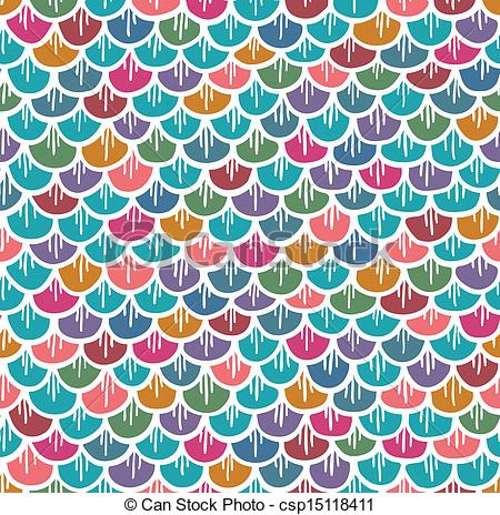 Fish Scales Seamless Pattern Colorful Cartoon   Csp15118411