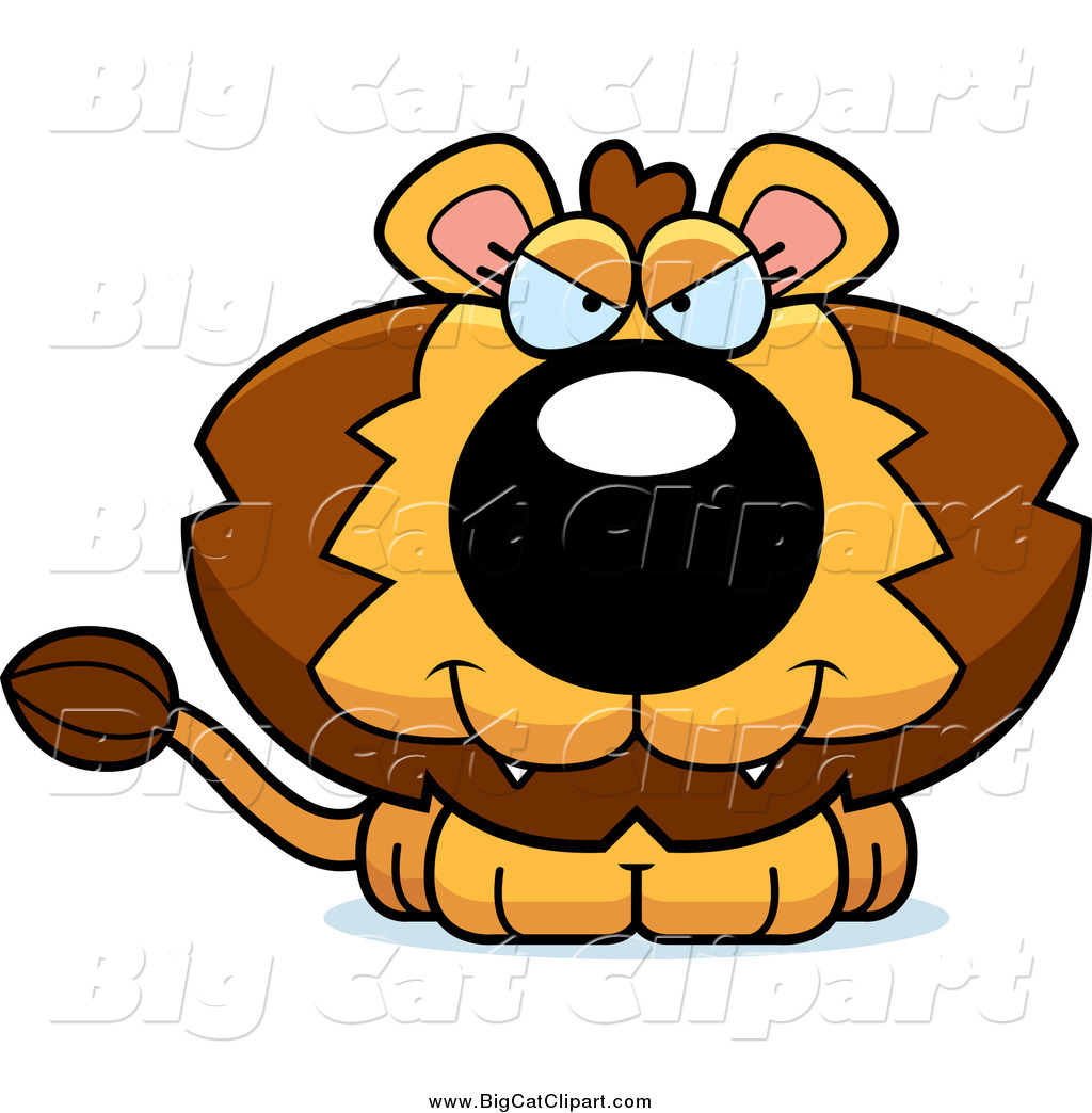 Larger Preview  Big Cat Cartoon Vector Clipart Of A Sitting Evil Lion