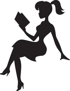 Reading Clipart Image   Silhouette Of A Pretty Young Lady Reading A