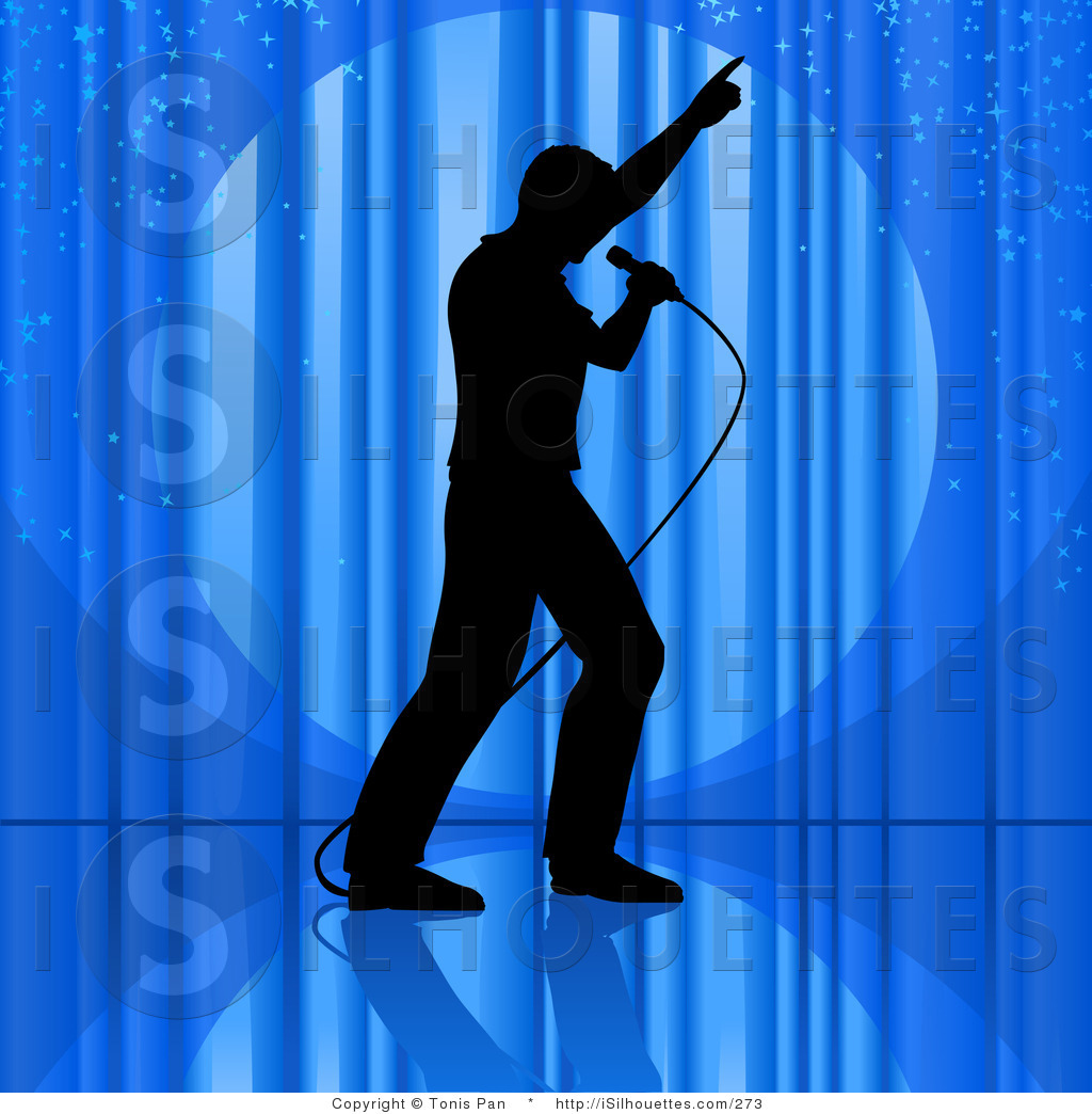 Silhouette Clipart Of A Silhouetted Man Dancing And Singing Into A