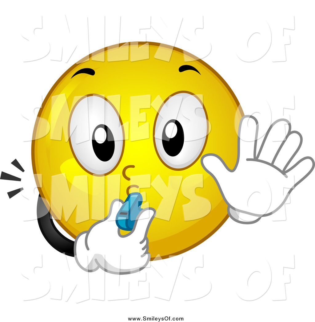 Vector Clipart Of A Smiley Blowing A Whistle And Gesturing To Stop By