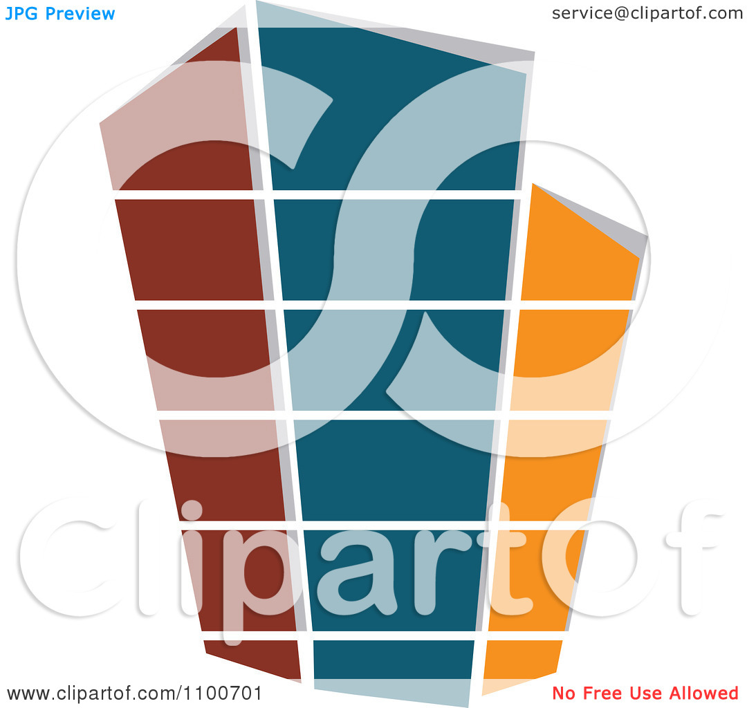 Clipart Brown Teal And Orange Skyscraper   Royalty Free Vector