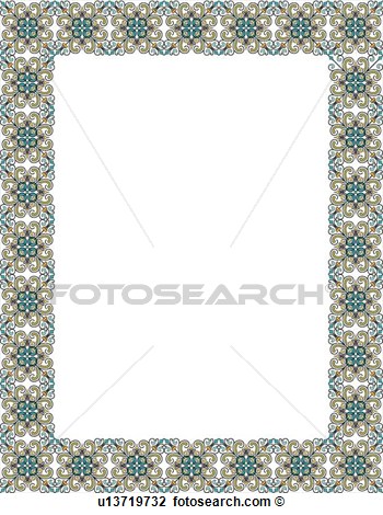 Clipart Of Teal And Brown Victorian Border U13719732   Search Clip Art