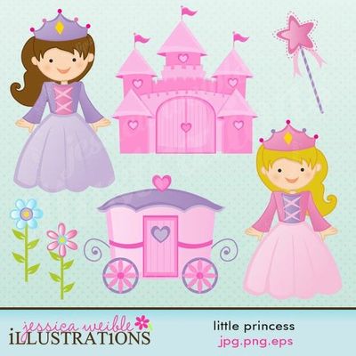 This Little Princess Clipart Set Comes With 7 Cute Princess Graphics