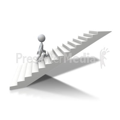 Stick Figure Climbing Up Stairs   Business And Finance   Great Clipart