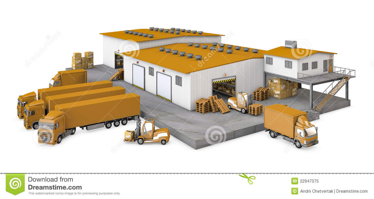 3d Illustration Of Infrastructure Warehouse With T Royalty Free Stock