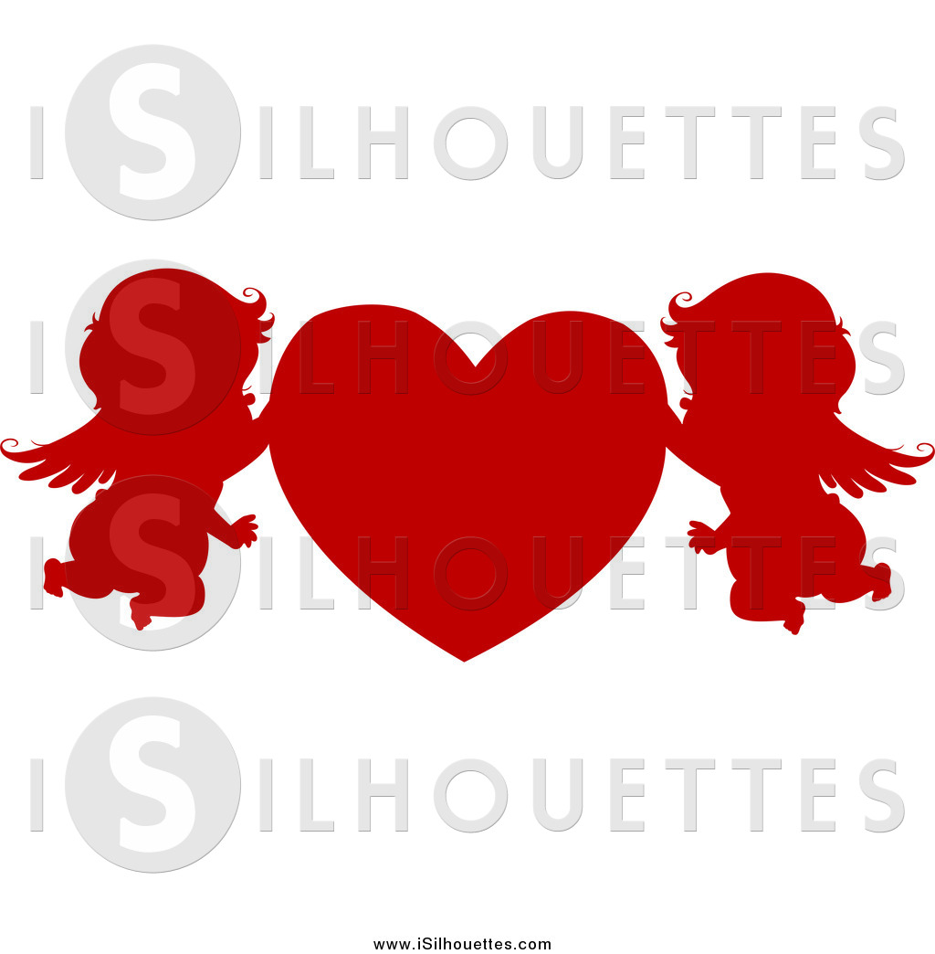 Heart Silhouetted Cupid Cupid Elephant Silhouetted And Red Heart
