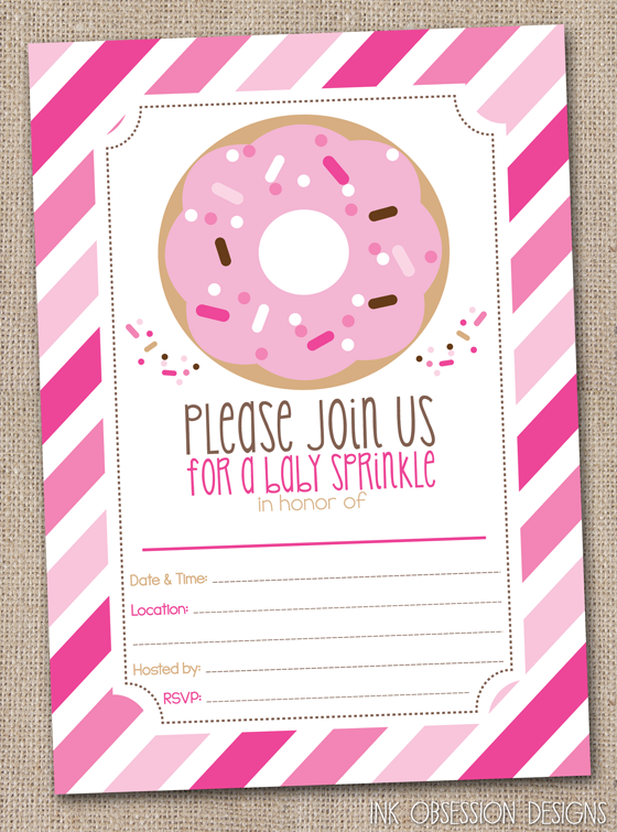 Ink Obsession Designs  New Baby Sprinkle Shower Invitations Instant