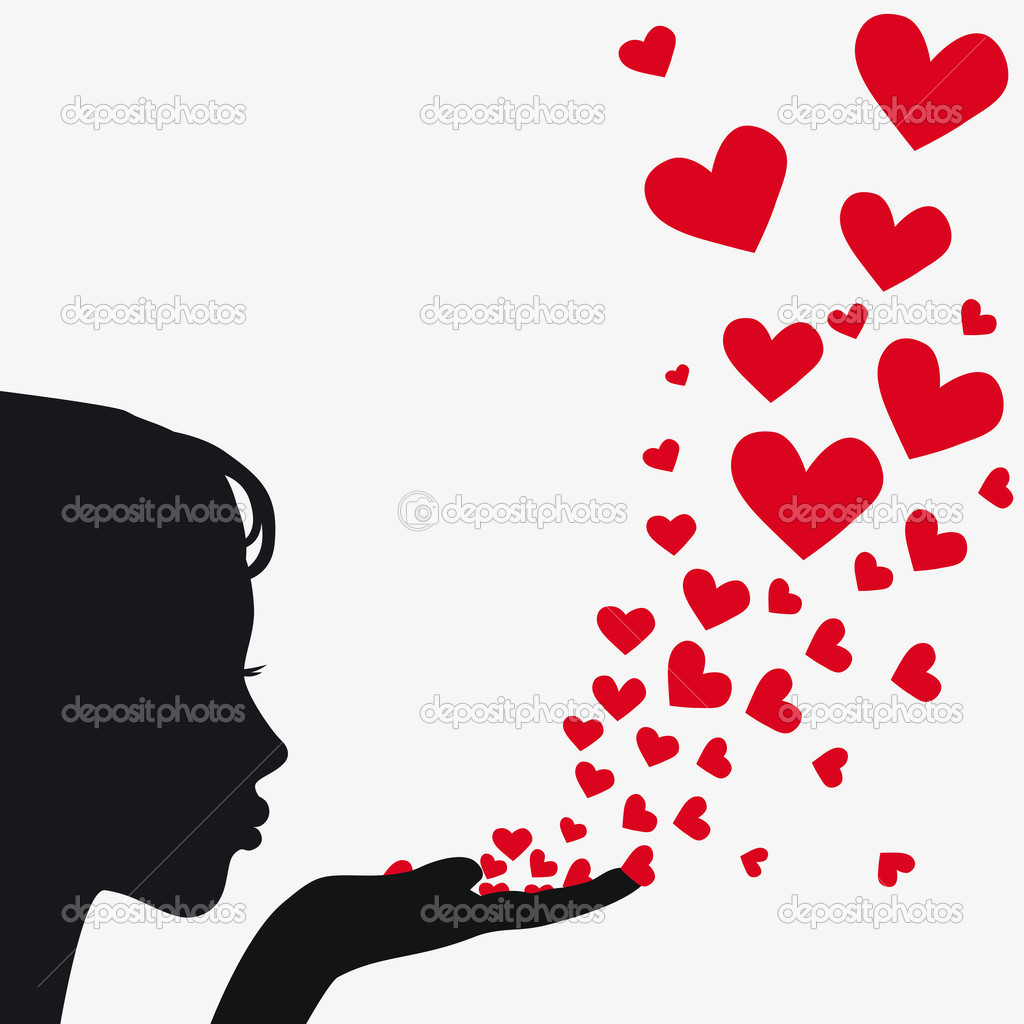 Silhouette Woman Blowing Heart   Stock Vector   Svetap  5597852