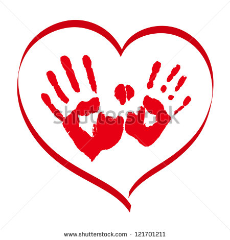 Stock Vector Man S And Woman S Red Handprints In A Heart On White    