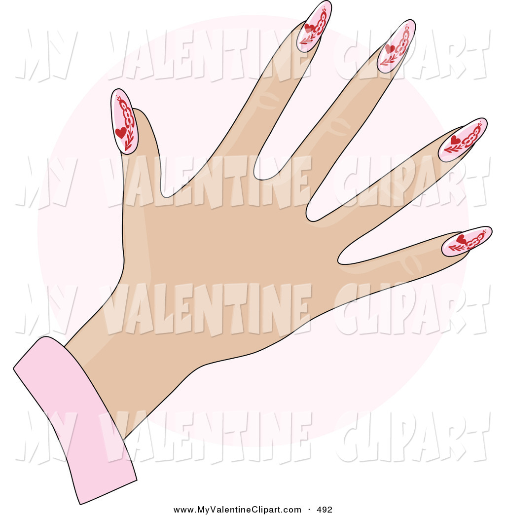Valentine S Clipart Of A White Woman S Hand With Pink Gel Acrylic