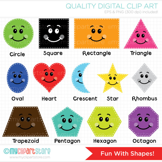 Fun With Shapes   Educational   Teachers Clip Art   Digital Clipart