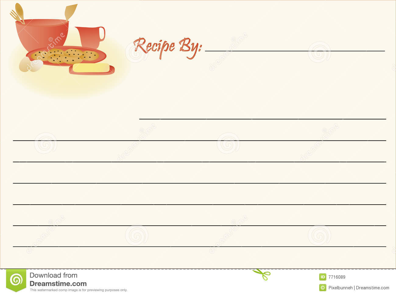Lined Recipe Card With A Cookie Baking Theme  Vector File So You