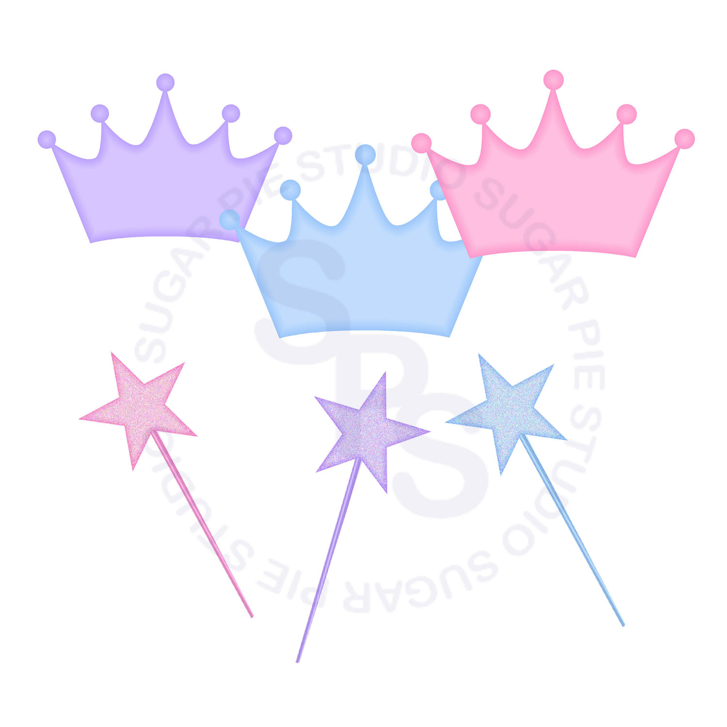 Princess Crown And Wands Element Digital Clip Art  Clipart Personal
