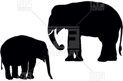 Adult And Calf Indian Elephant Silhouette 22531 Plants And Animals