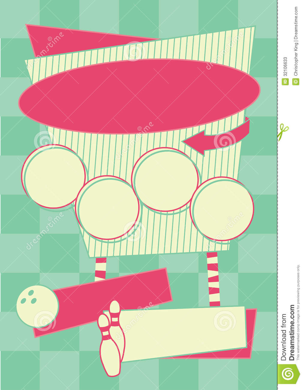 1950s Bowling Style Background And Frame Stock Photos   Image